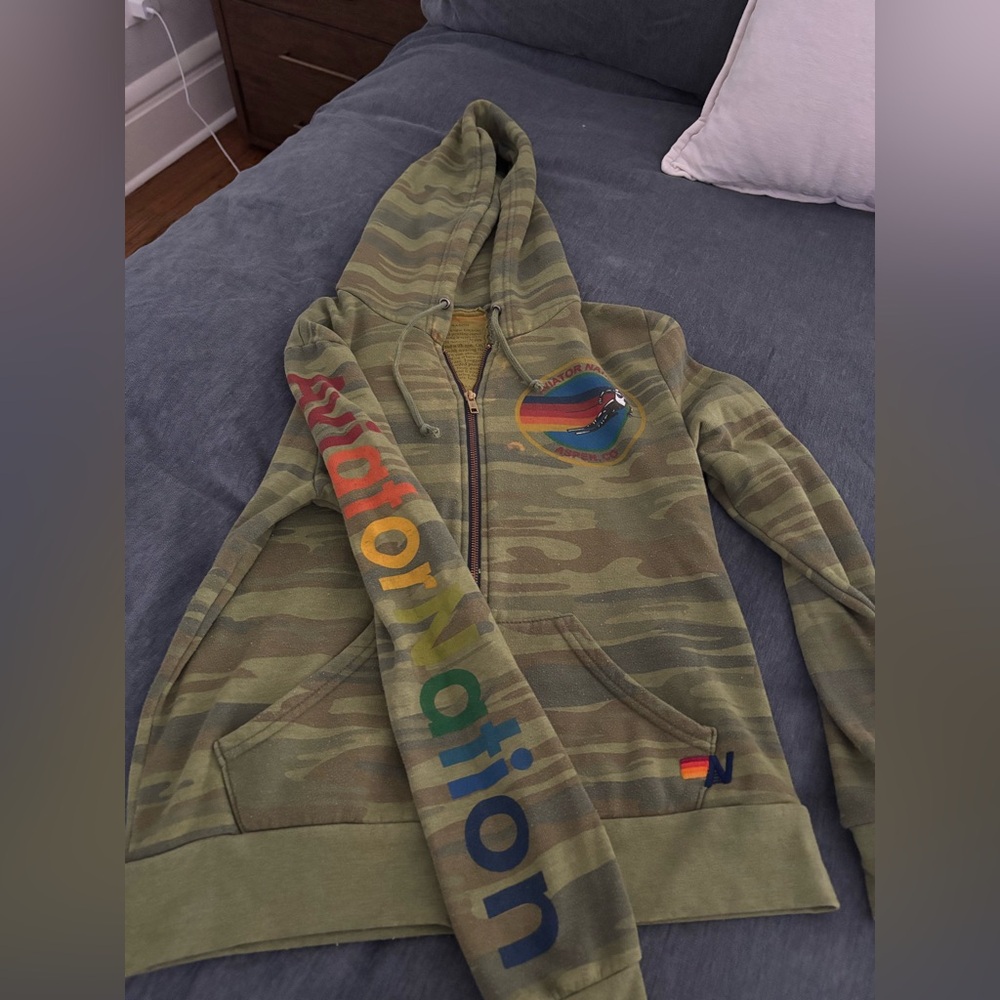 Aviator Nation Camo Zip Up Sweatshirt